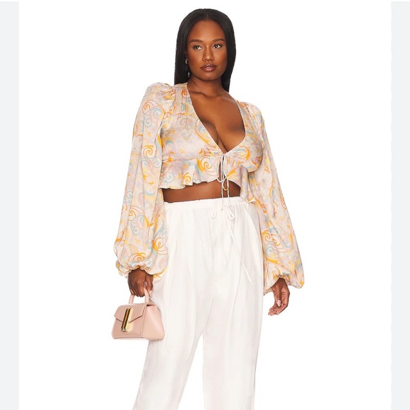 For Love And Lemons x revolve flowy sleeve Top new with tags - Picture 2 of 13